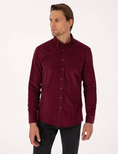 Bordo Regular Fit Uzun Kollu Gömlek