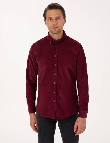 Bordo Regular Fit Uzun Kollu Gömlek