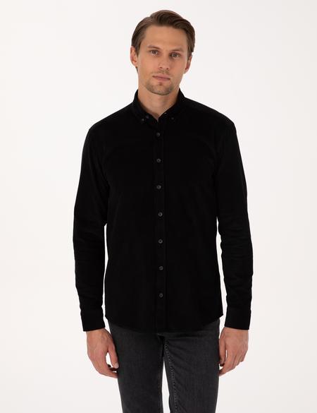 Siyah Regular Fit Uzun Kollu Gömlek - 50310139088