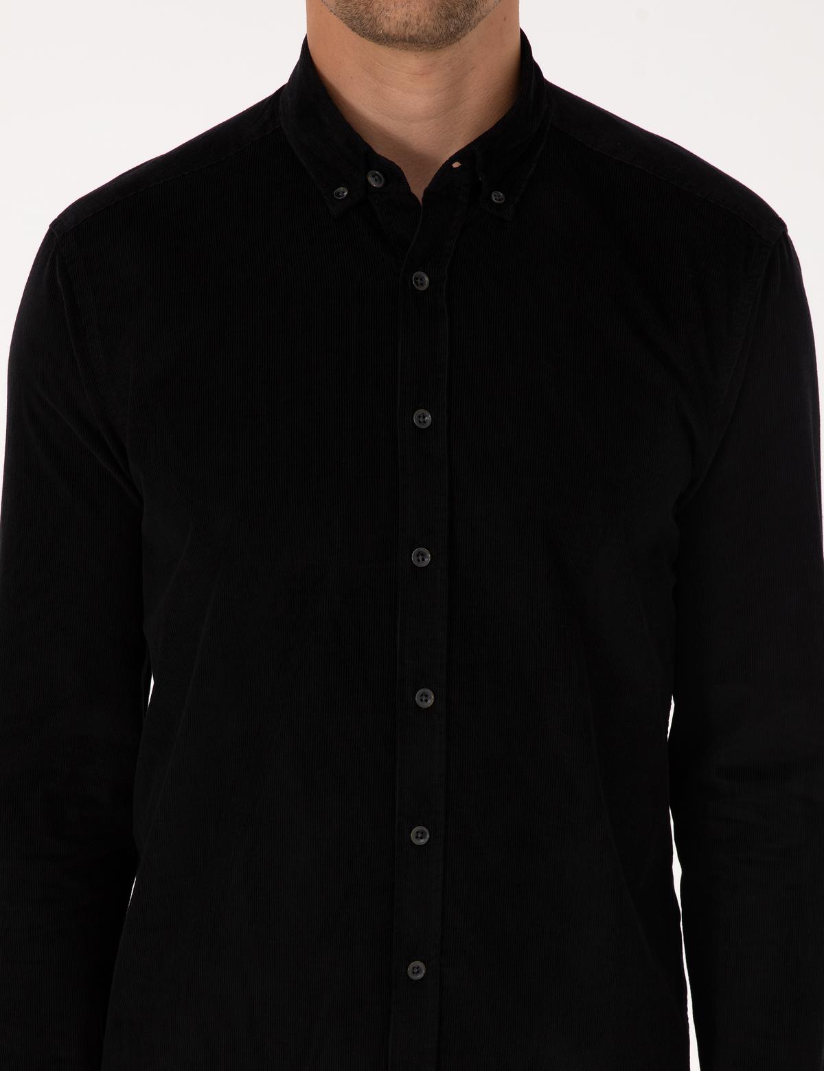 Siyah Regular Fit Uzun Kollu Gömlek - 50310139088