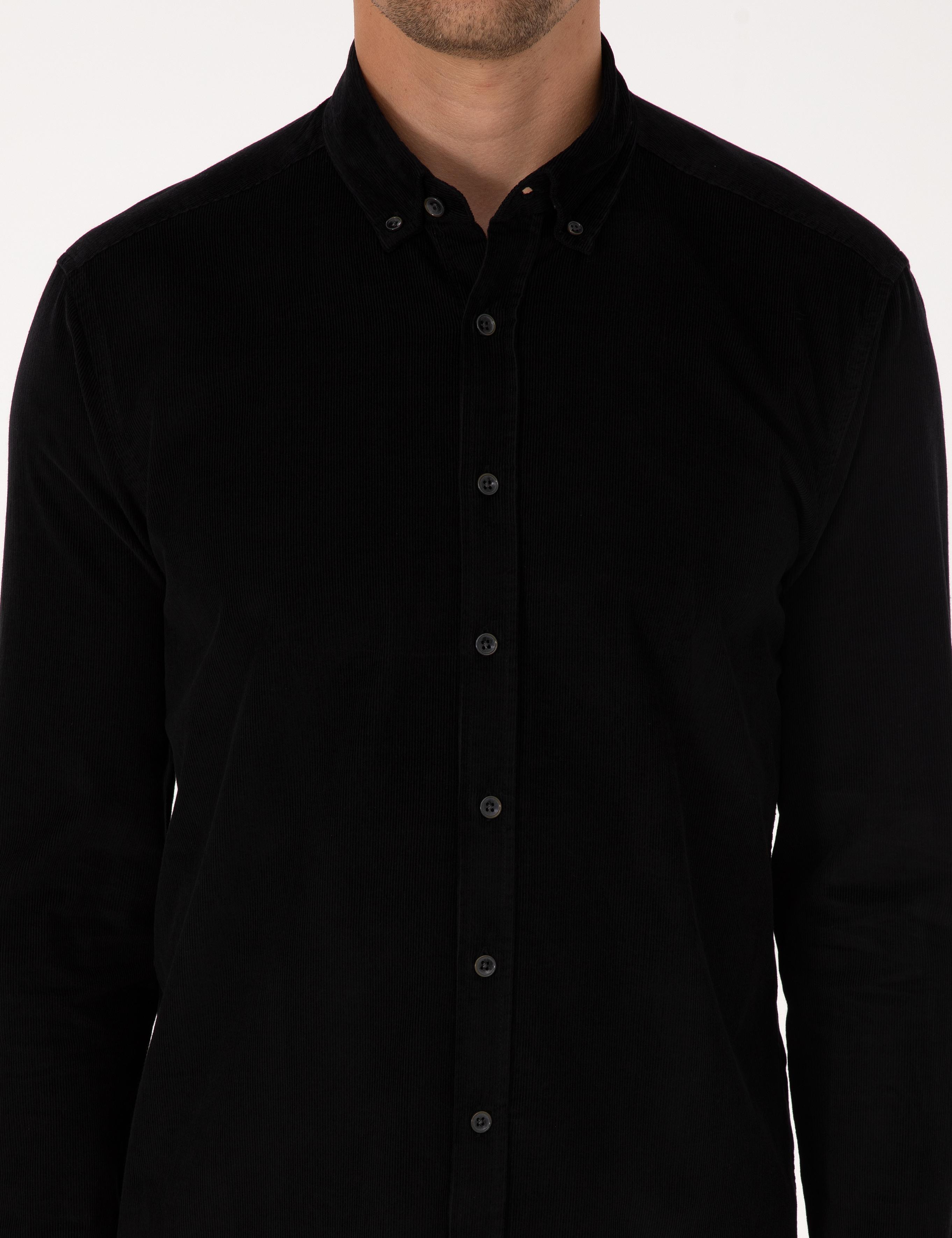 Siyah Regular Fit Uzun Kollu Gömlek