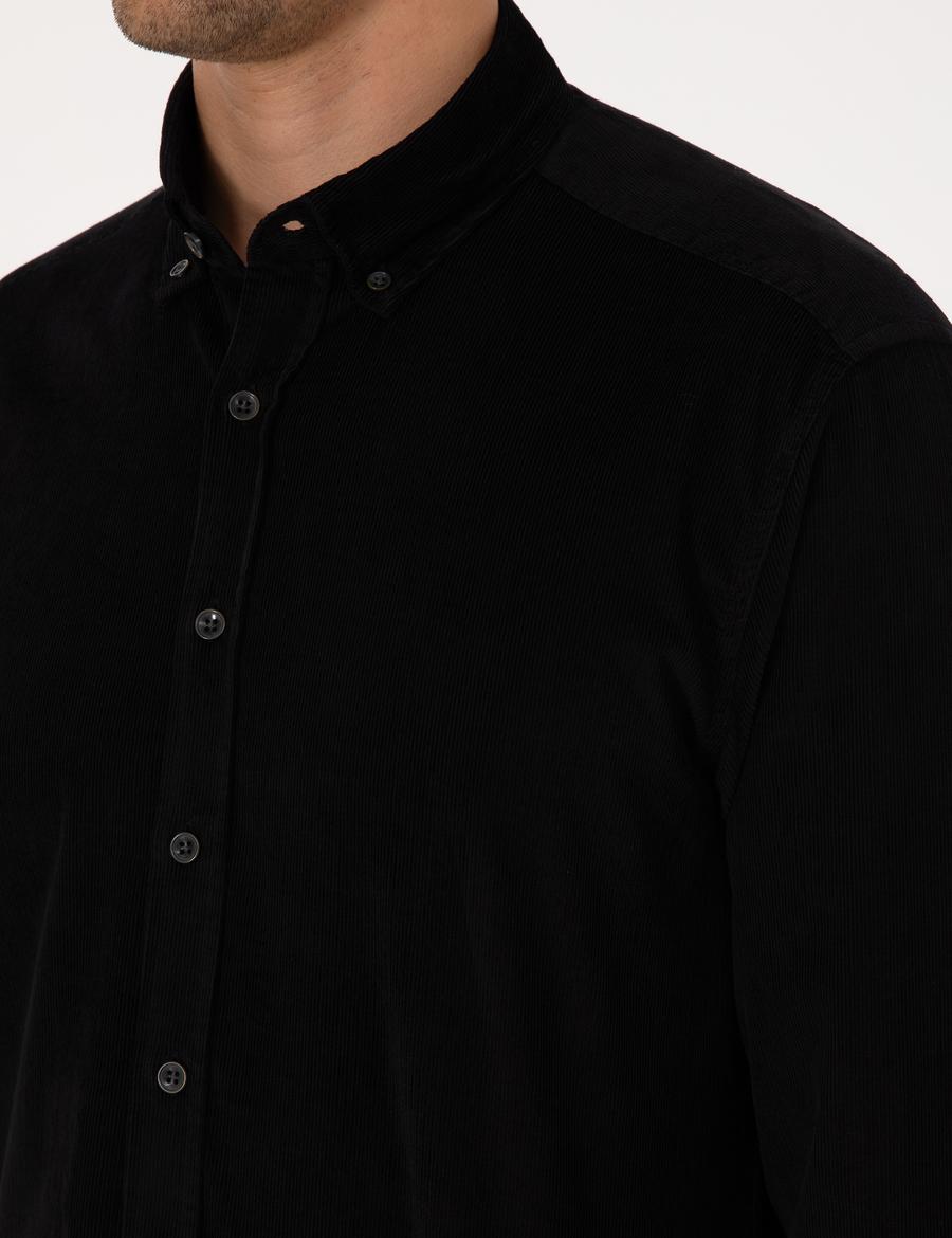 Siyah Regular Fit Uzun Kollu Gömlek