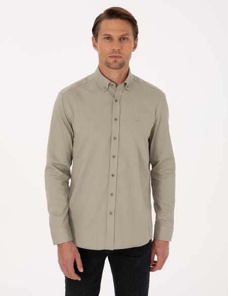 Su Yeşili Regular Fit Uzun Kollu Gömlek - 50316736050