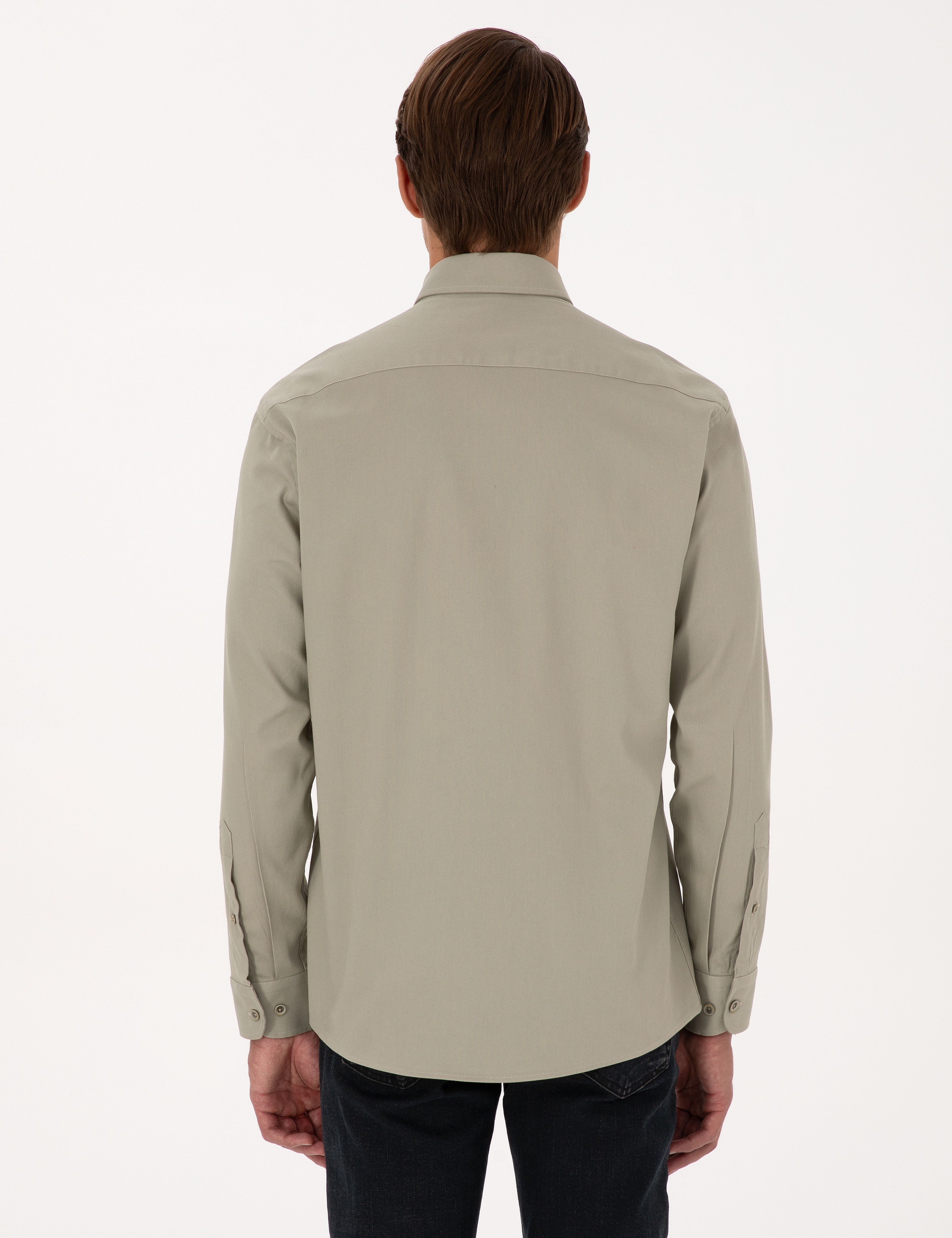 Su Yeşili Regular Fit Uzun Kollu Gömlek - Image 5