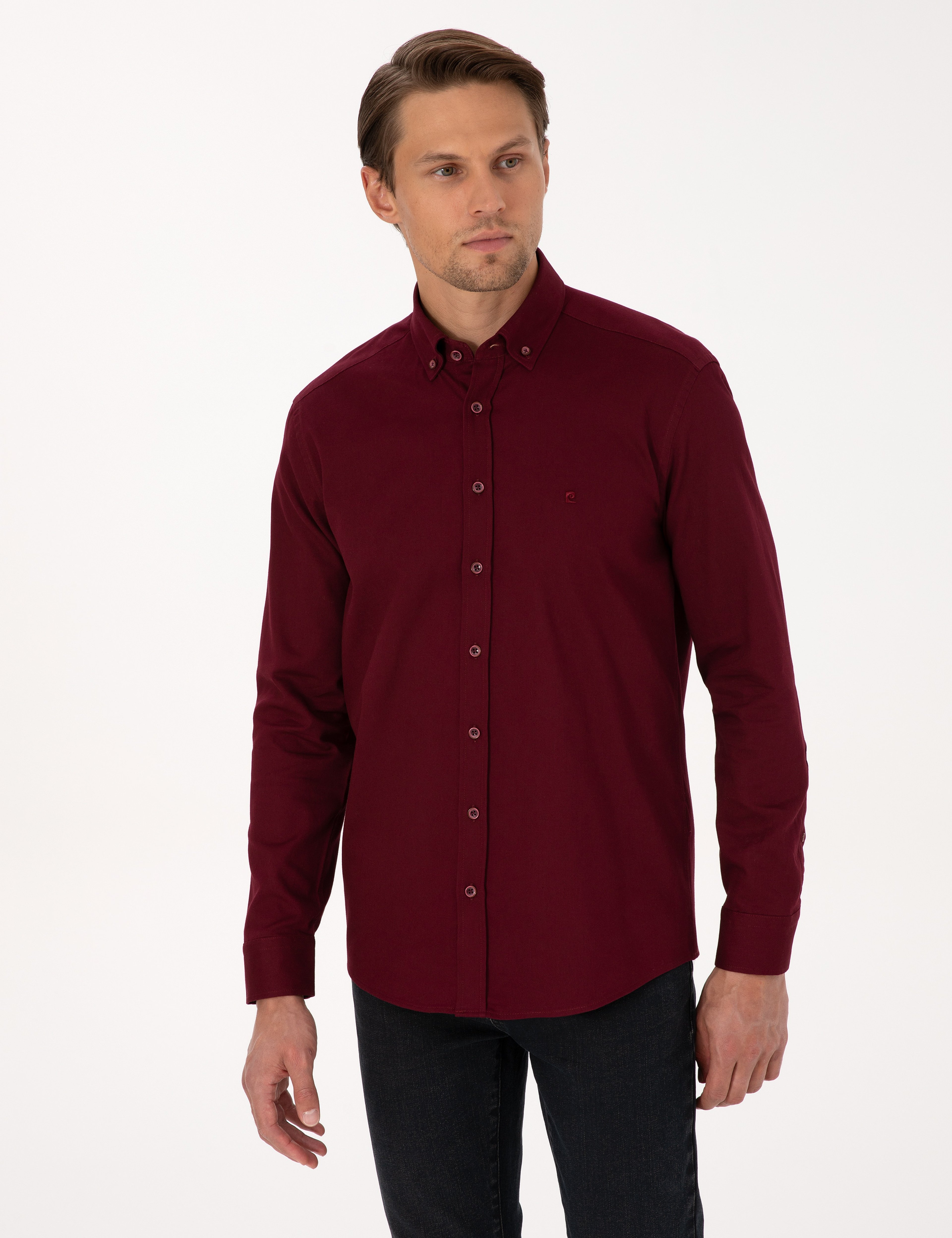 Bordo Regular Fit Uzun Kollu Gömlek