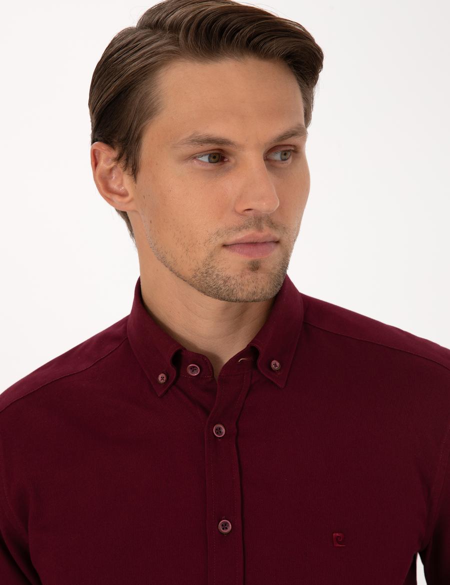Bordo Regular Fit Uzun Kollu Gömlek
