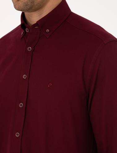 Bordo Regular Fit Uzun Kollu Gömlek
