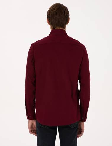 Bordo Regular Fit Uzun Kollu Gömlek