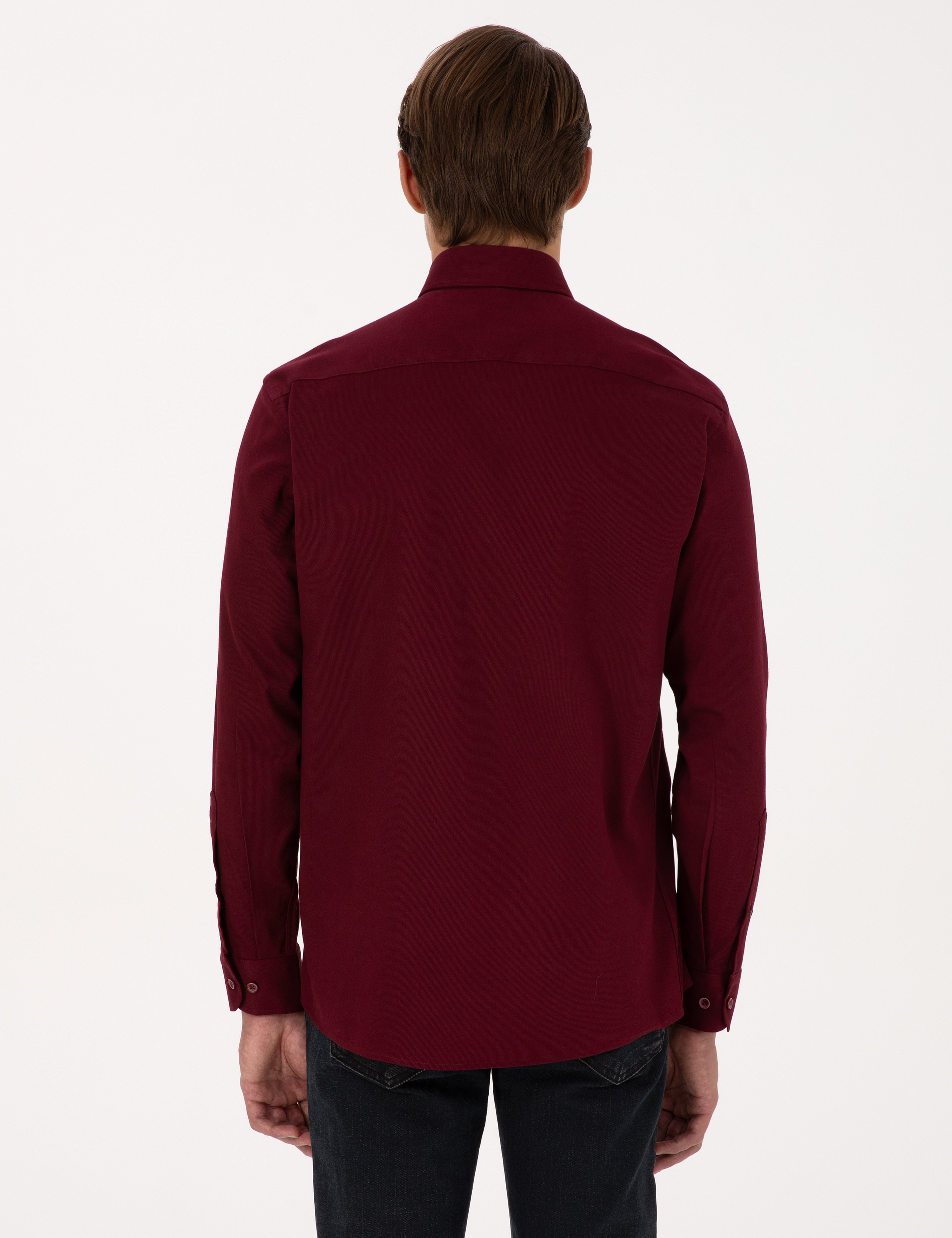 Bordo Regular Fit Uzun Kollu Gömlek