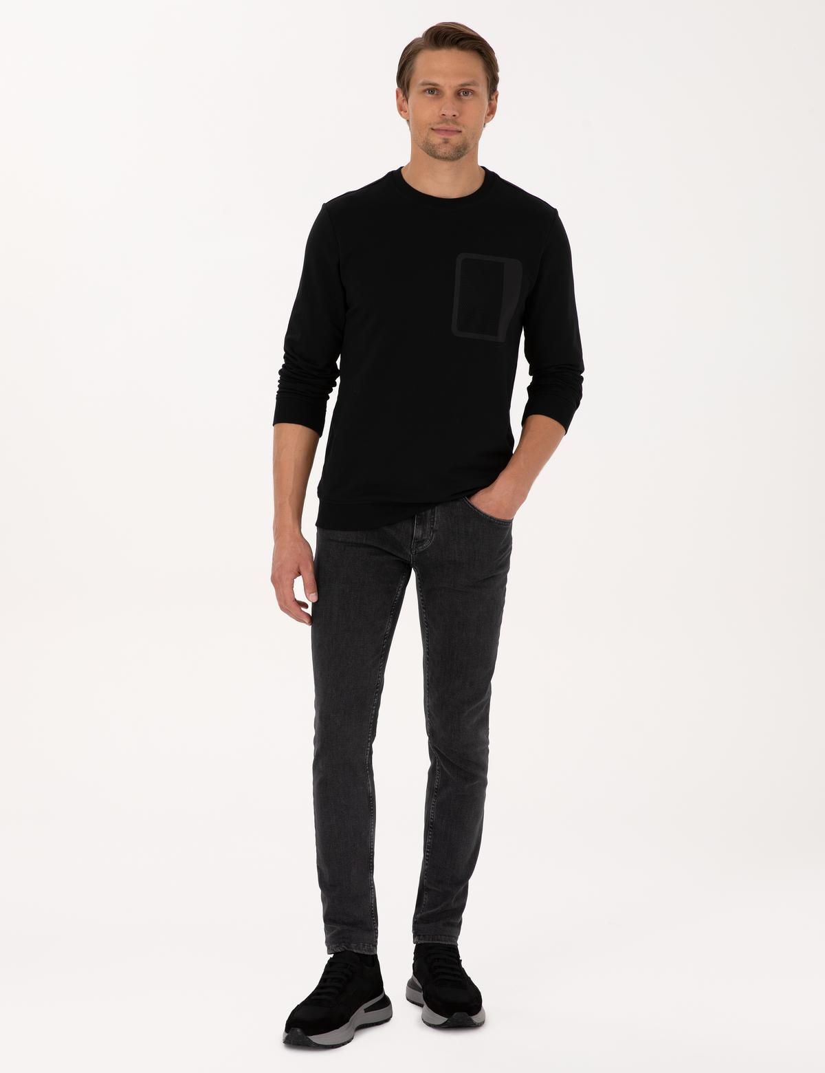 Siyah Regular Fit Bisiklet Yaka Sweatshirt - 50317658004