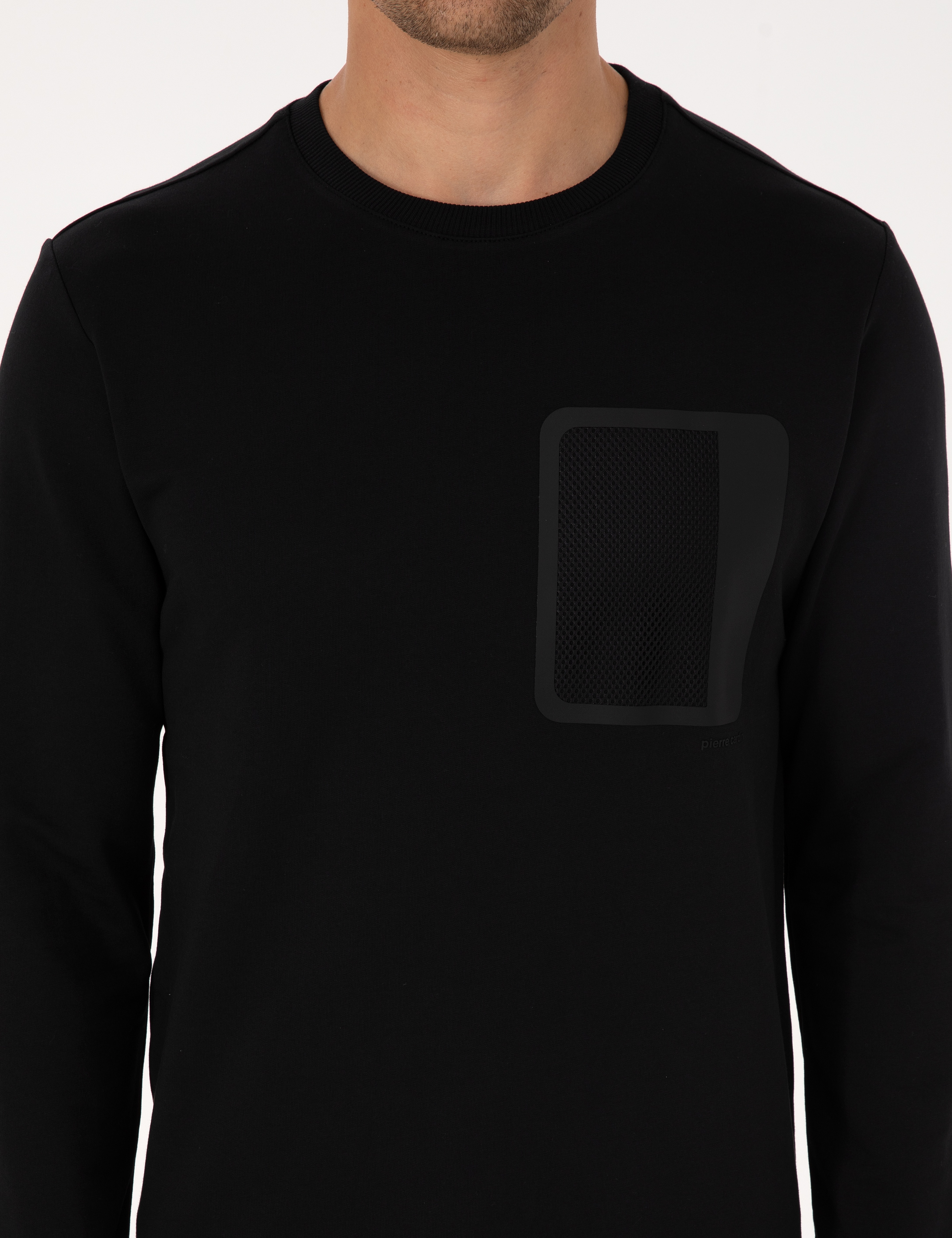 Siyah Regular Fit Bisiklet Yaka Sweatshirt