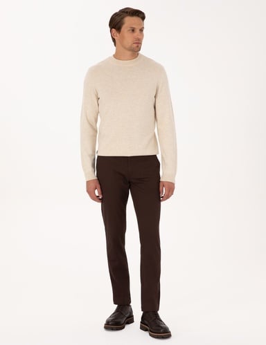 Koyu Kahverengi Slim Fit Kanvas Pantolon