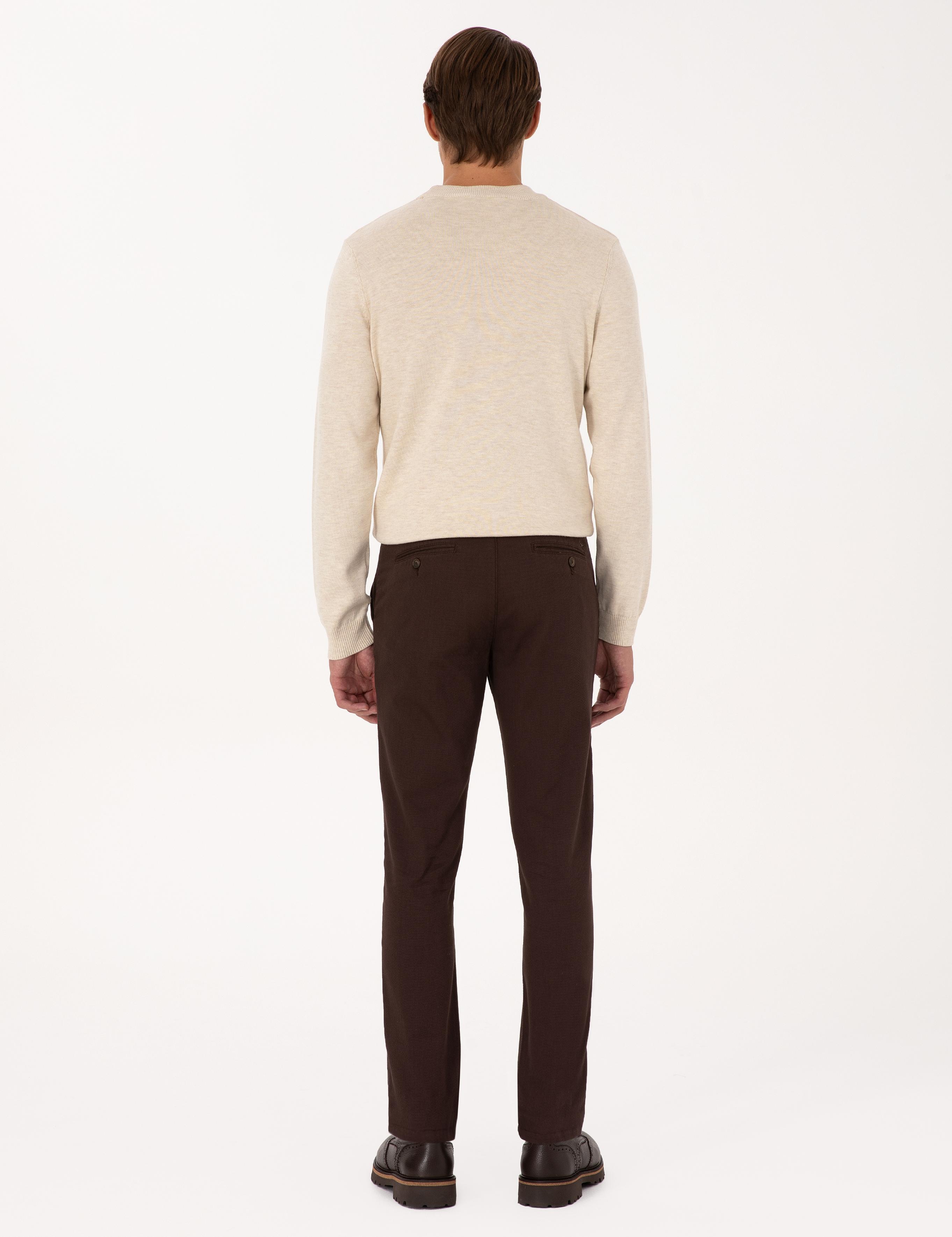 Koyu Kahverengi Slim Fit Kanvas Pantolon