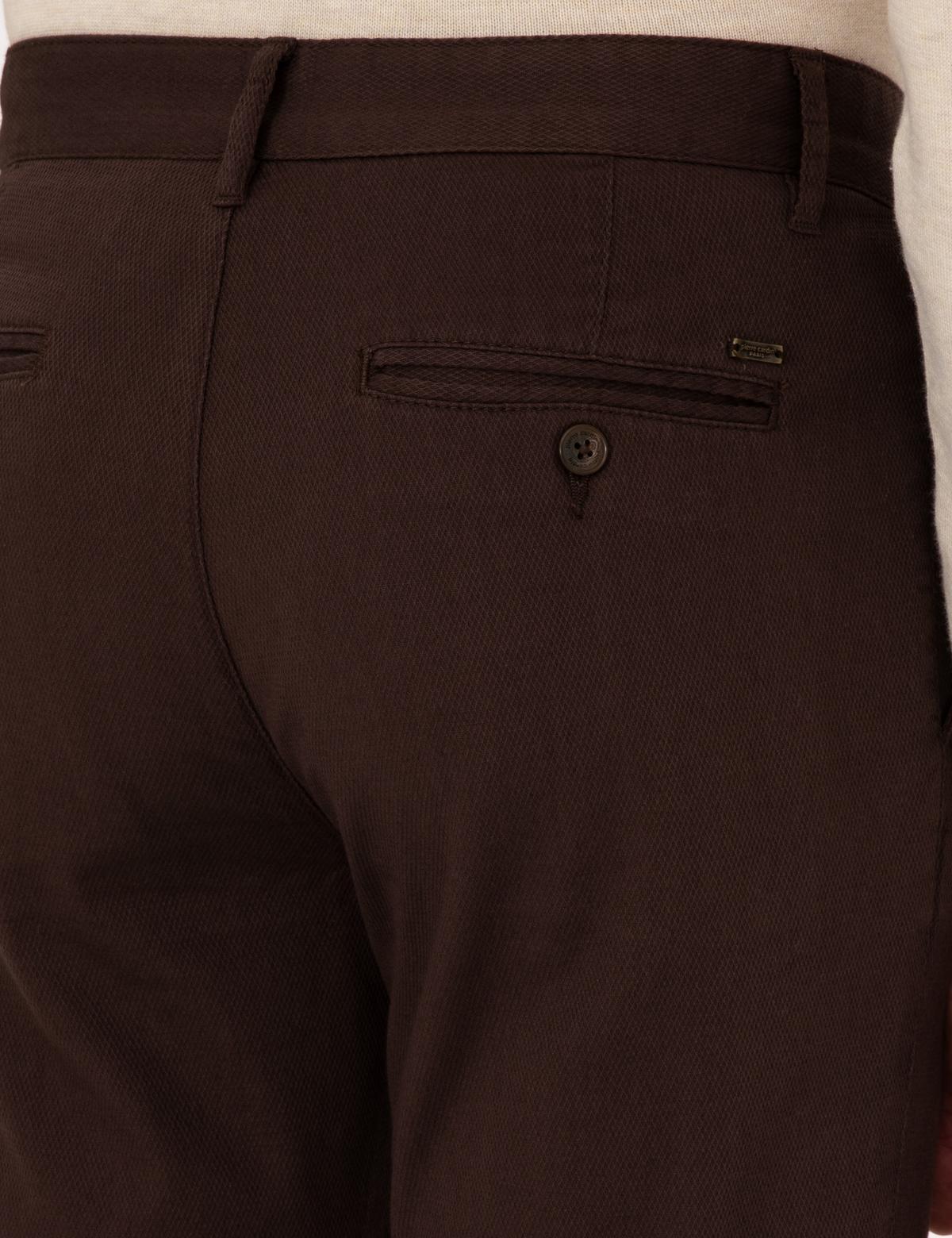 Koyu Kahverengi Slim Fit Kanvas Pantolon - 50299517041