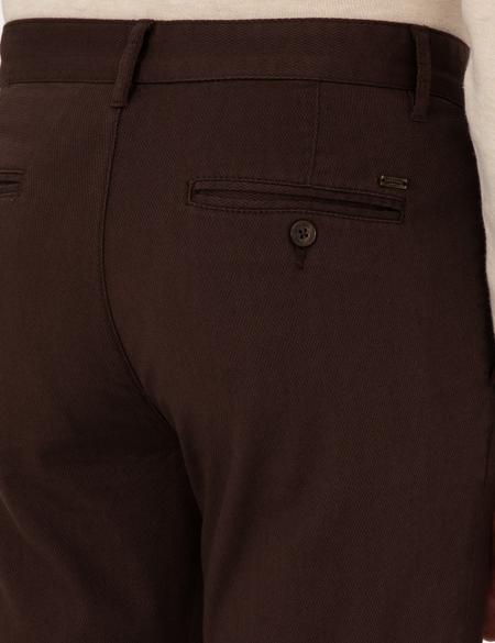 Koyu Kahverengi Slim Fit Kanvas Pantolon - 50299517041