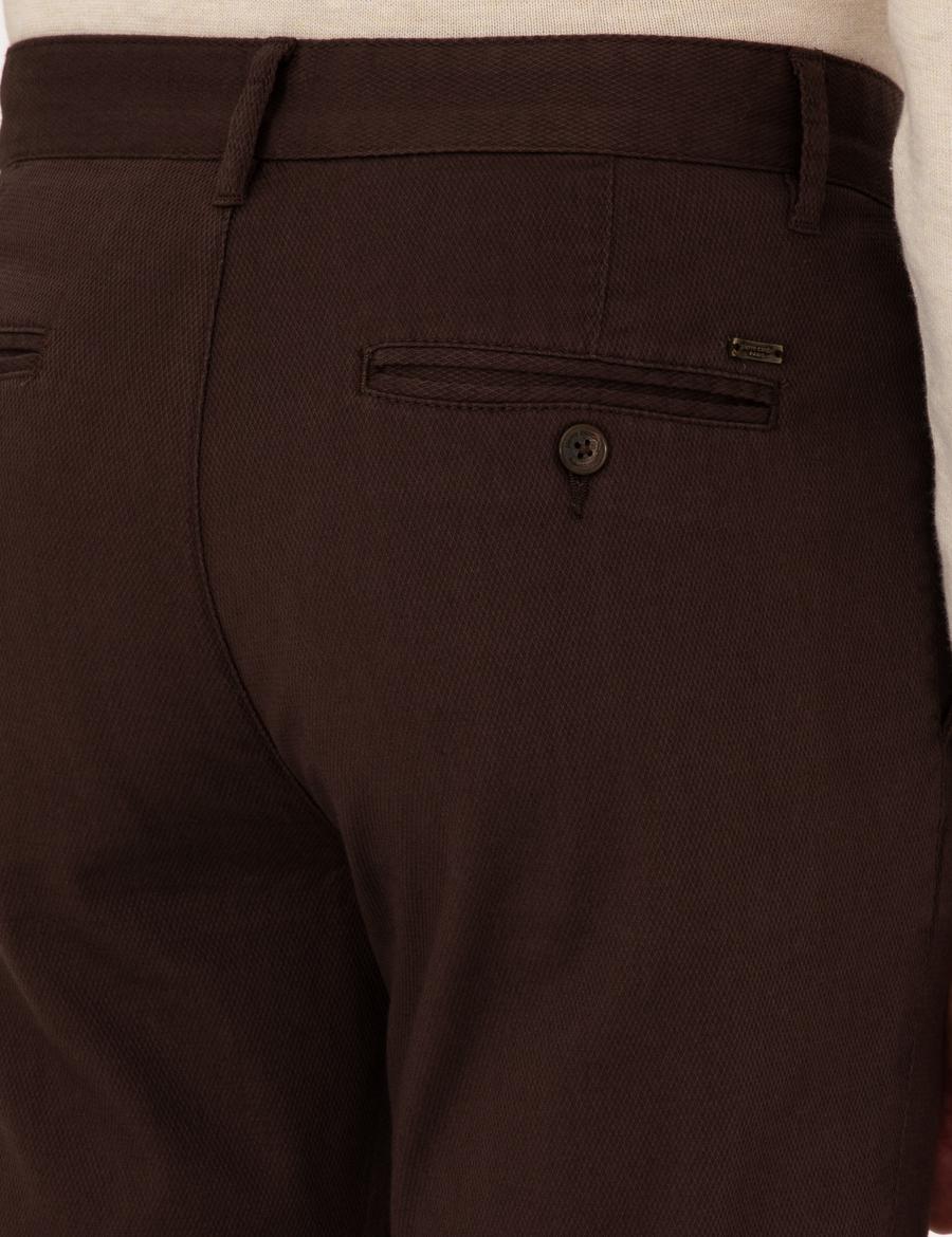 Koyu Kahverengi Slim Fit Kanvas Pantolon