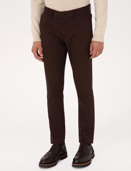 Koyu Kahverengi Slim Fit Kanvas Pantolon - 50299517041