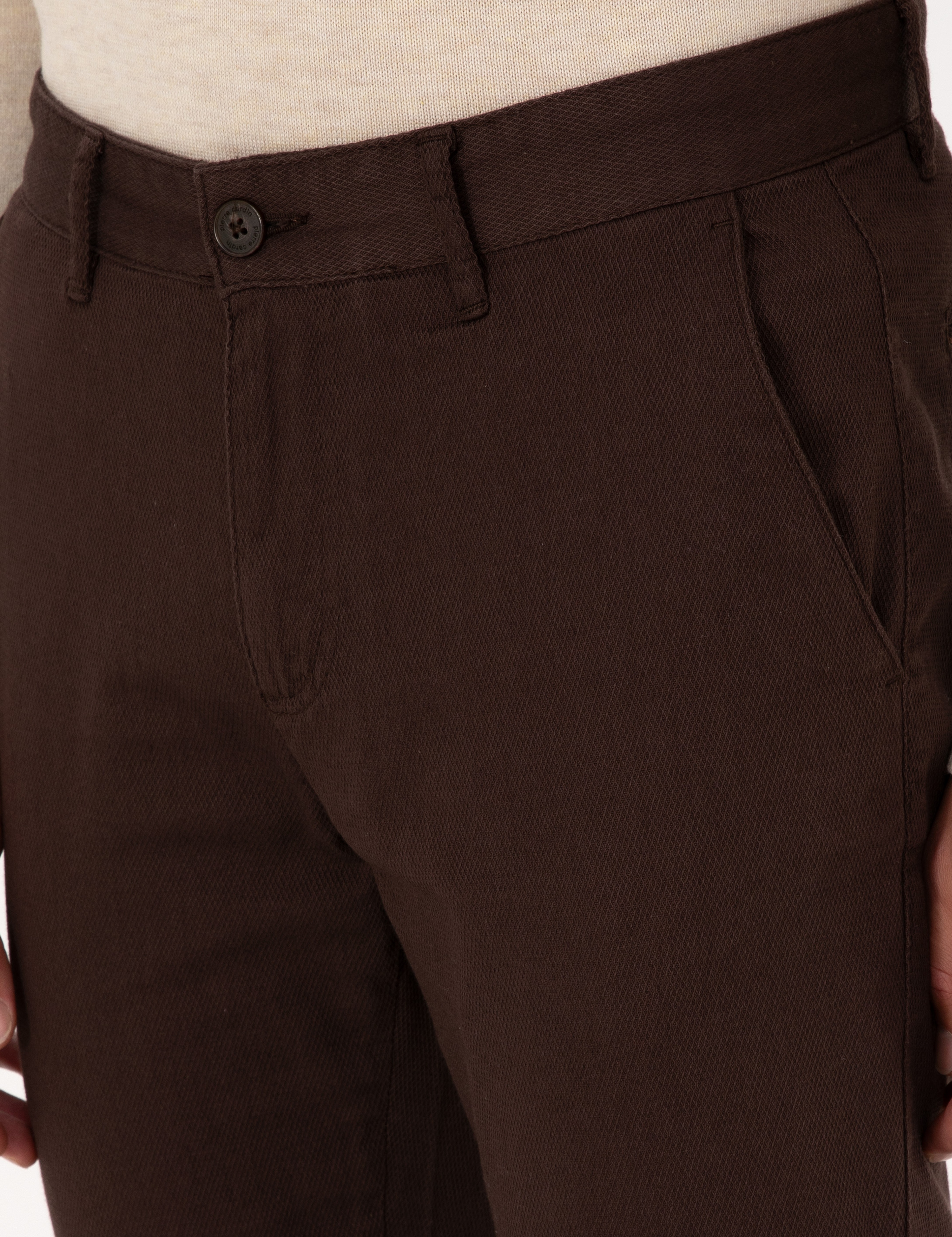 Koyu Kahverengi Slim Fit Kanvas Pantolon - Image 5