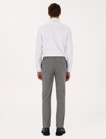 Gri Ekstra Slim Fit Çizgili Kumaş Pantolon - 50278454048