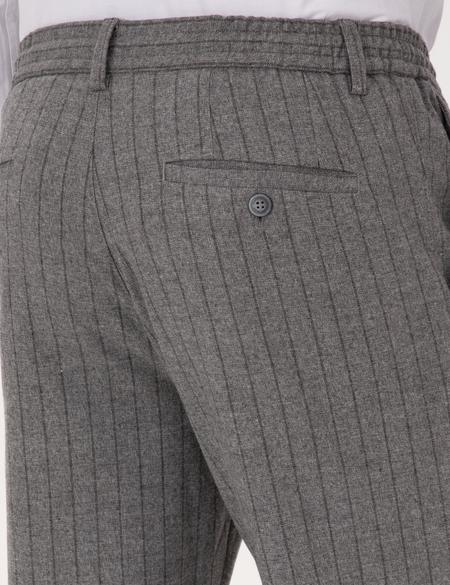 Gri Ekstra Slim Fit Çizgili Kumaş Pantolon - 50278454048