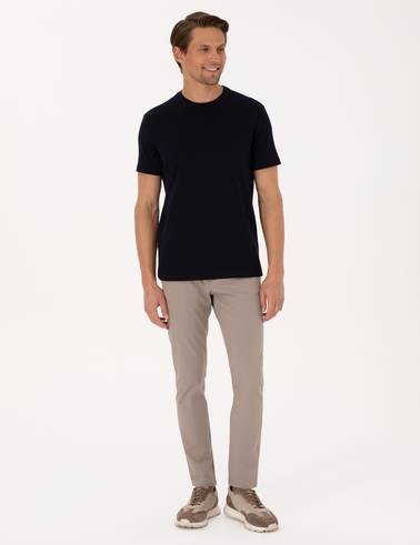 Lacivert Regular Fit Kalın Dokulu Bisiklet Yaka Basic Tişört