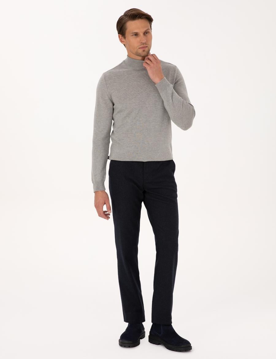 Lacivert Regular Fit Beli Lastikli Kanvas Pantolon