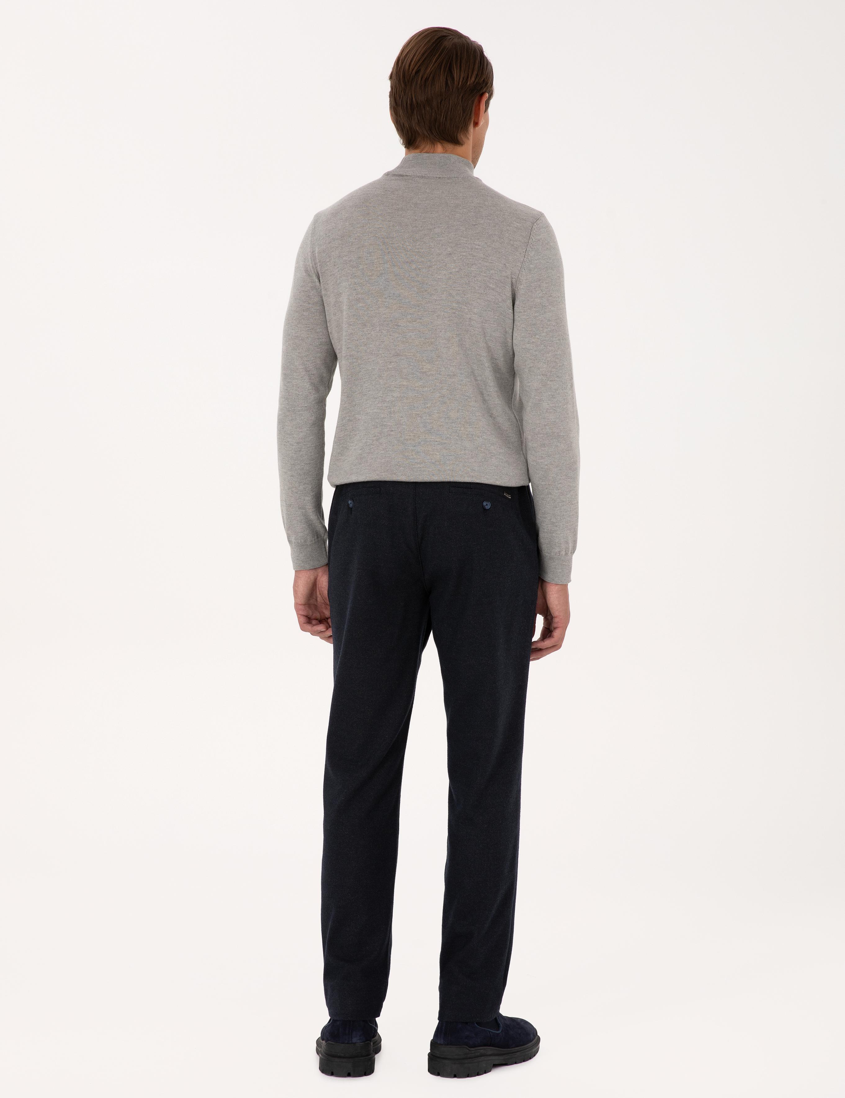 Lacivert Regular Fit Beli Lastikli Kanvas Pantolon