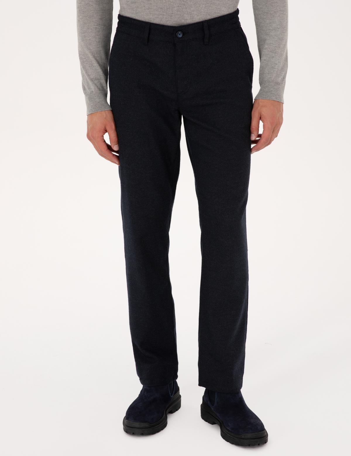 Lacivert Regular Fit Beli Lastikli Kanvas Pantolon - 50317282048