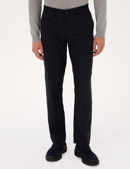 Lacivert Regular Fit Beli Lastikli Kanvas Pantolon - 50317282048