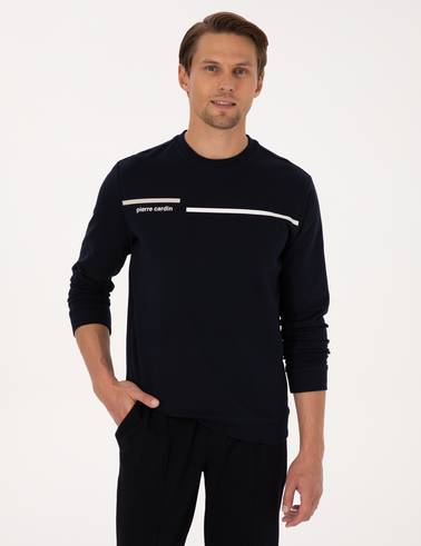 Lacivert Regular Fit Bisiklet Yaka Sweatshirt