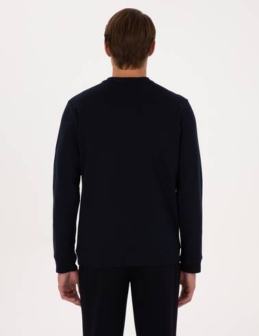 Lacivert Regular Fit Bisiklet Yaka Sweatshirt