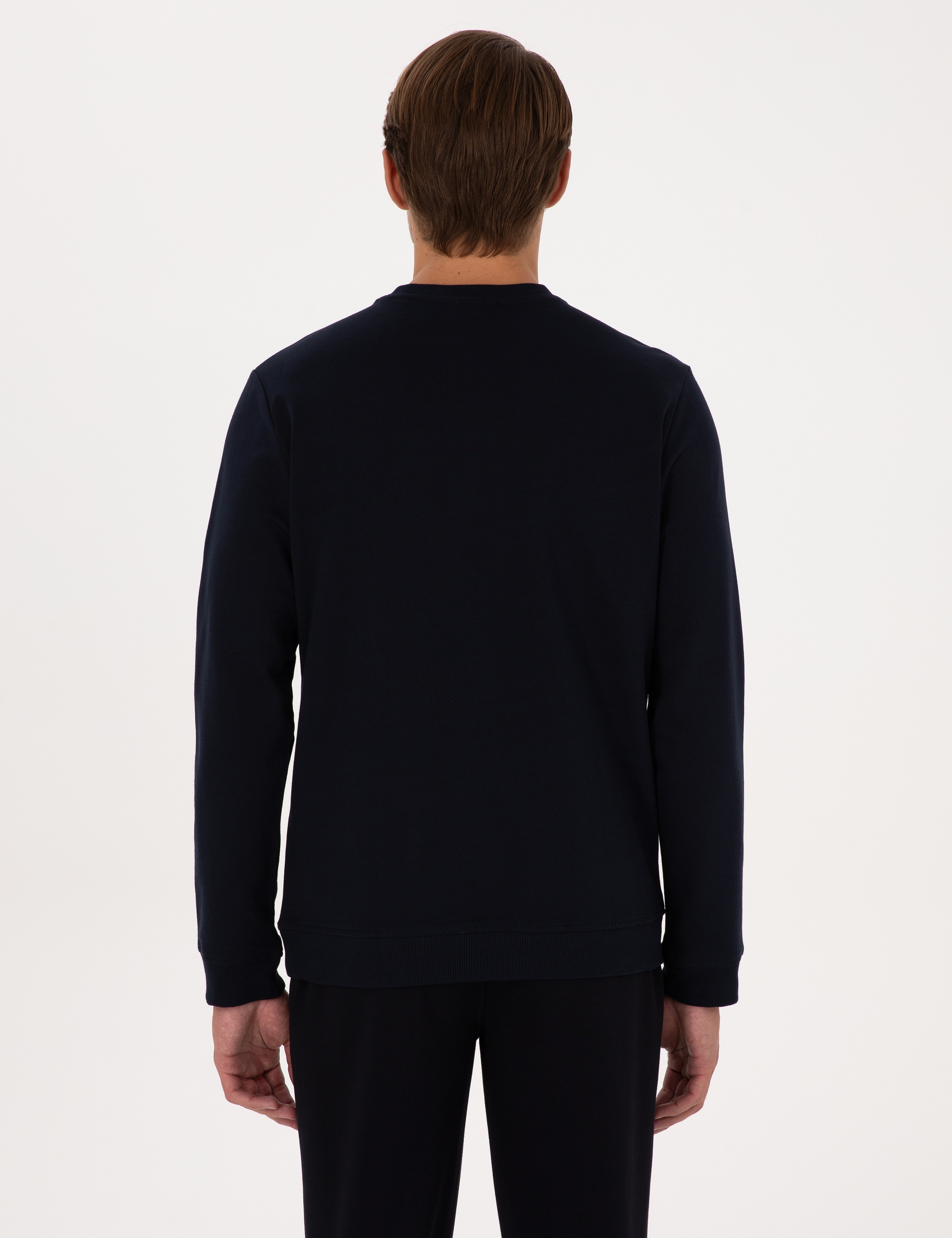 Lacivert Regular Fit Bisiklet Yaka Sweatshirt