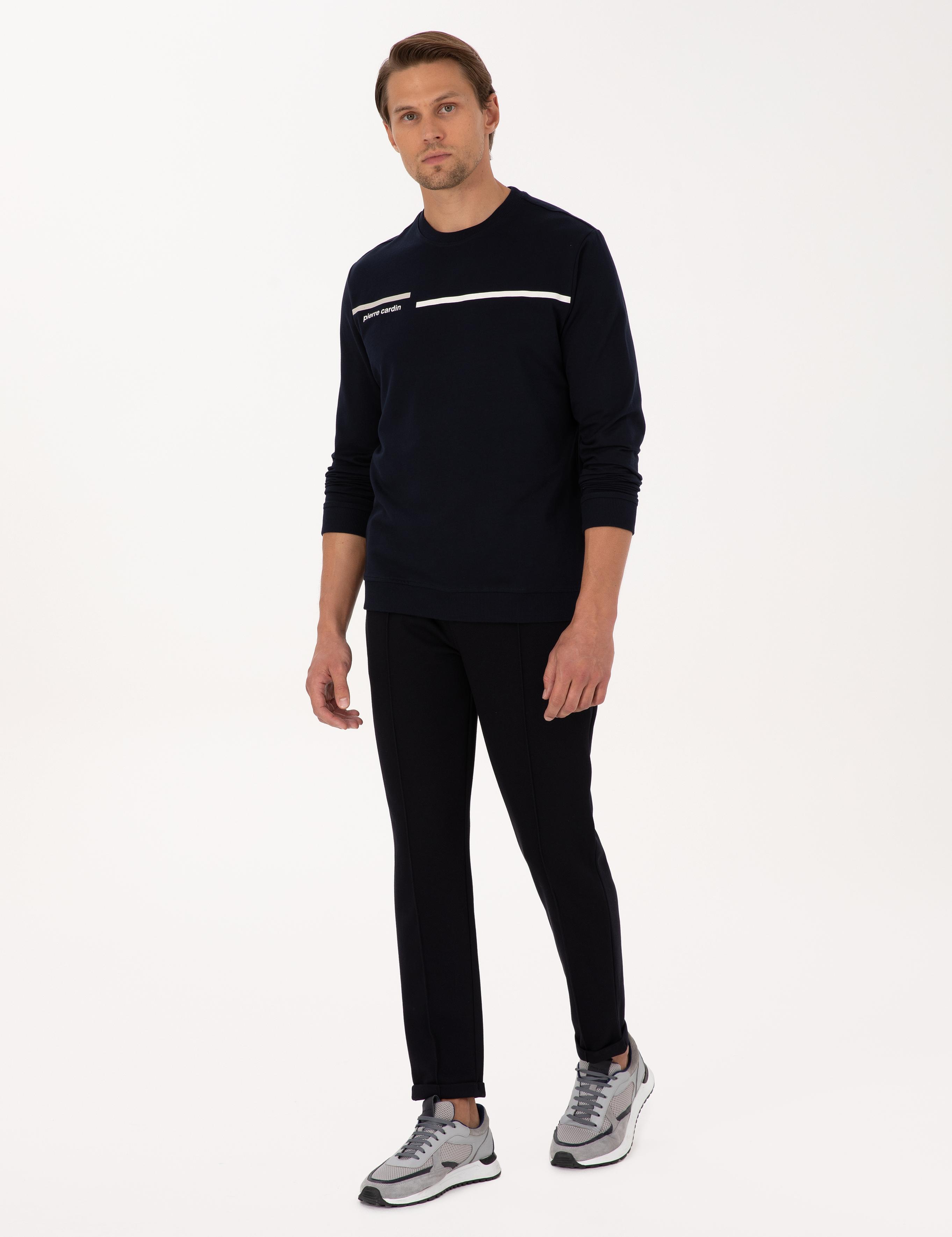 Lacivert Regular Fit Bisiklet Yaka Sweatshirt