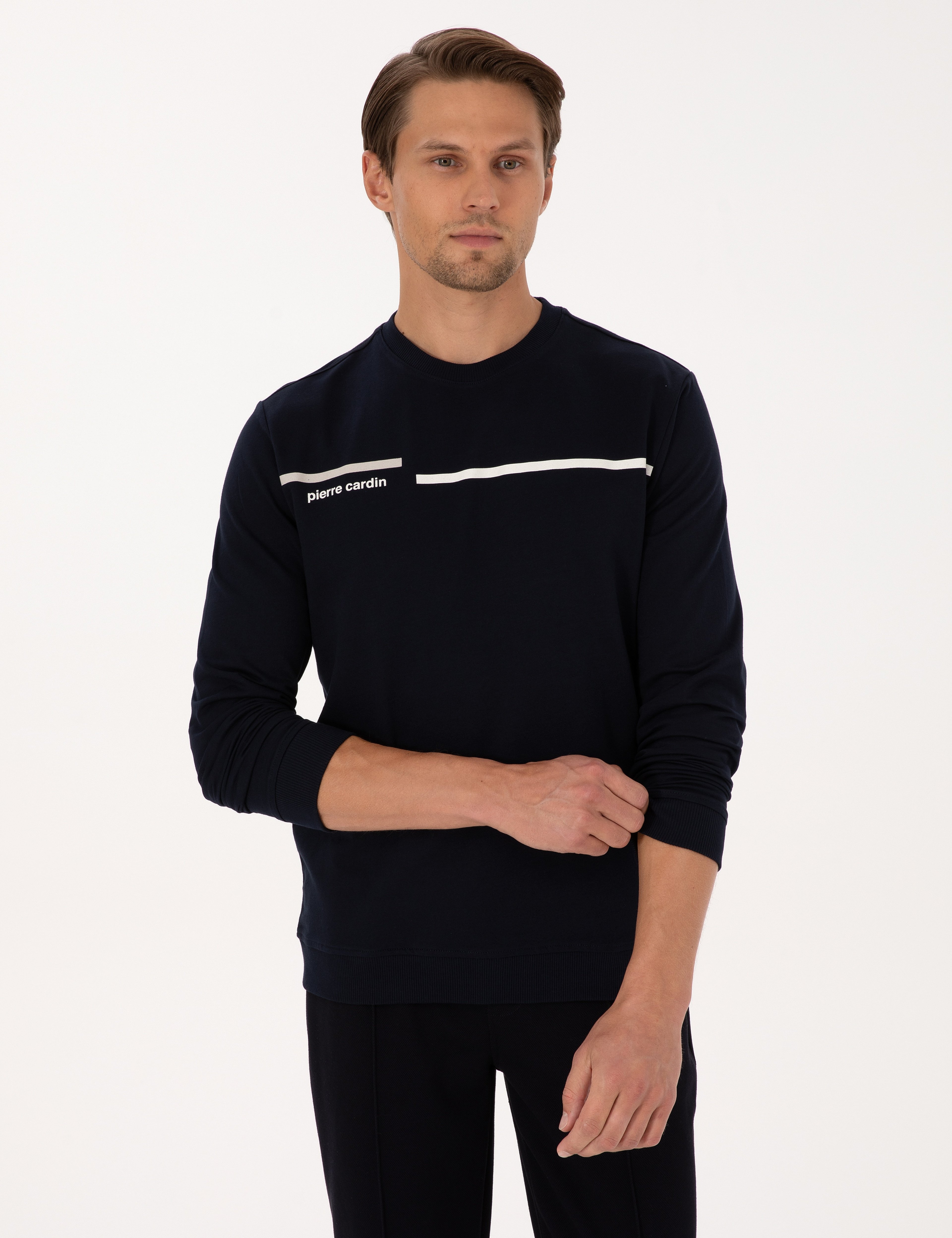 Lacivert Regular Fit Bisiklet Yaka Sweatshirt