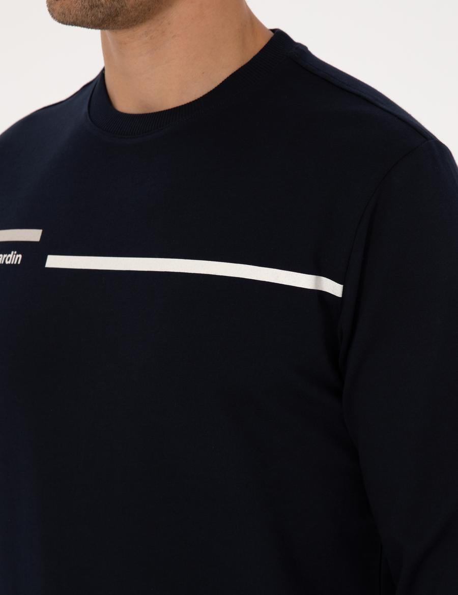 Lacivert Regular Fit Bisiklet Yaka Sweatshirt