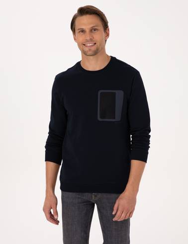 Lacivert Regular Fit Bisiklet Yaka Sweatshirt