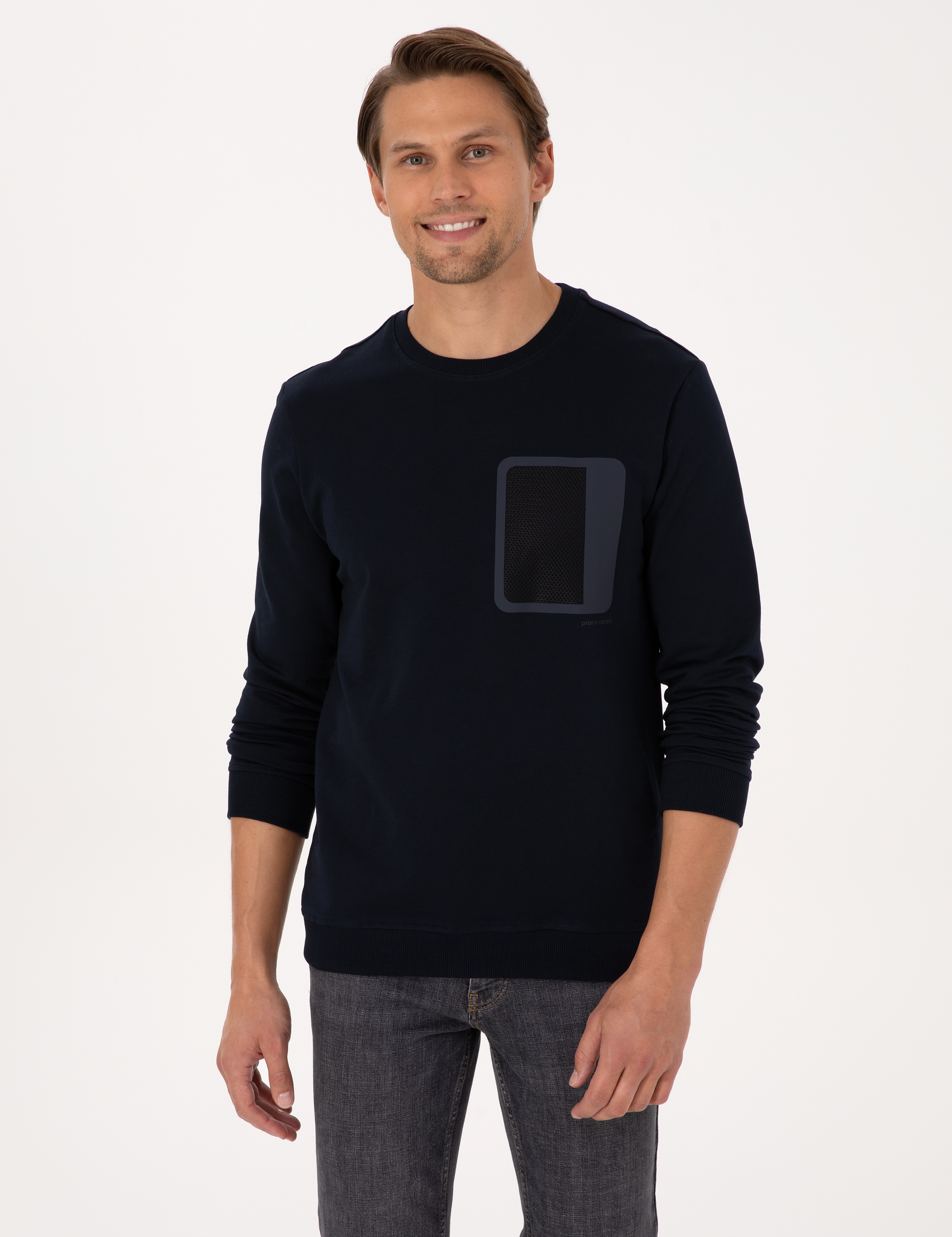 Lacivert Regular Fit Bisiklet Yaka Sweatshirt - Image 1
