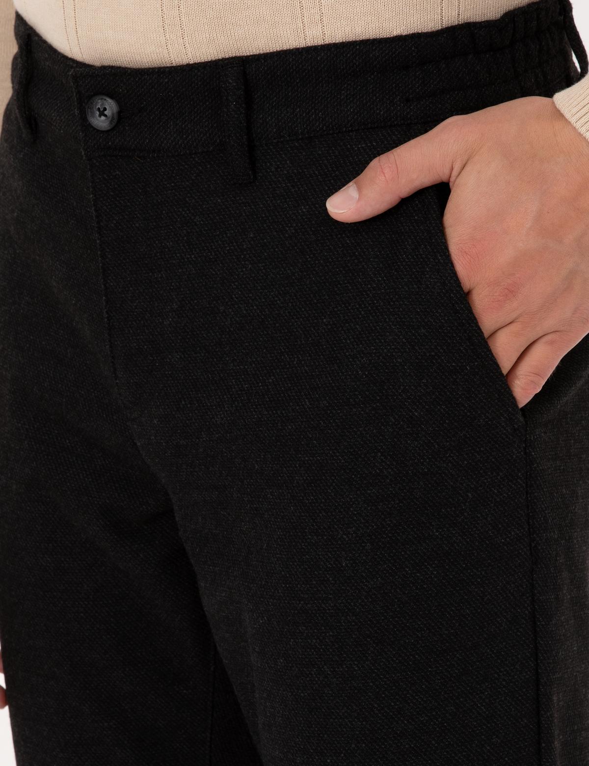 Siyah Regular Fit Beli Lastikli Kanvas Pantolon - 50317282096