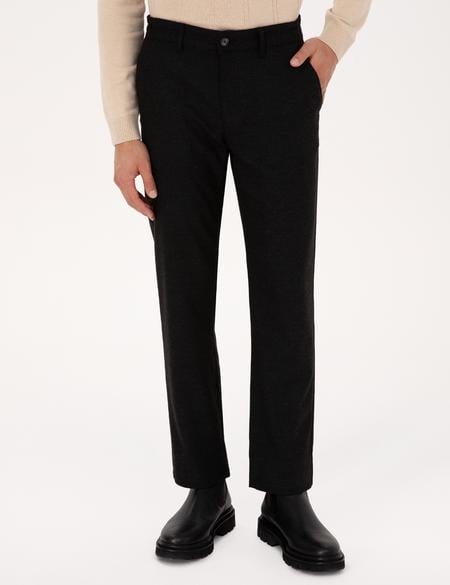 Siyah Regular Fit Beli Lastikli Kanvas Pantolon - 50317282096