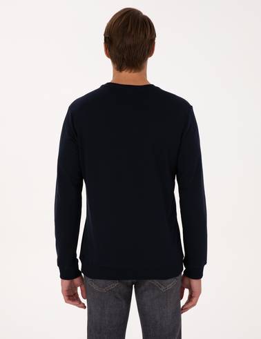 Lacivert Regular Fit Bisiklet Yaka Sweatshirt