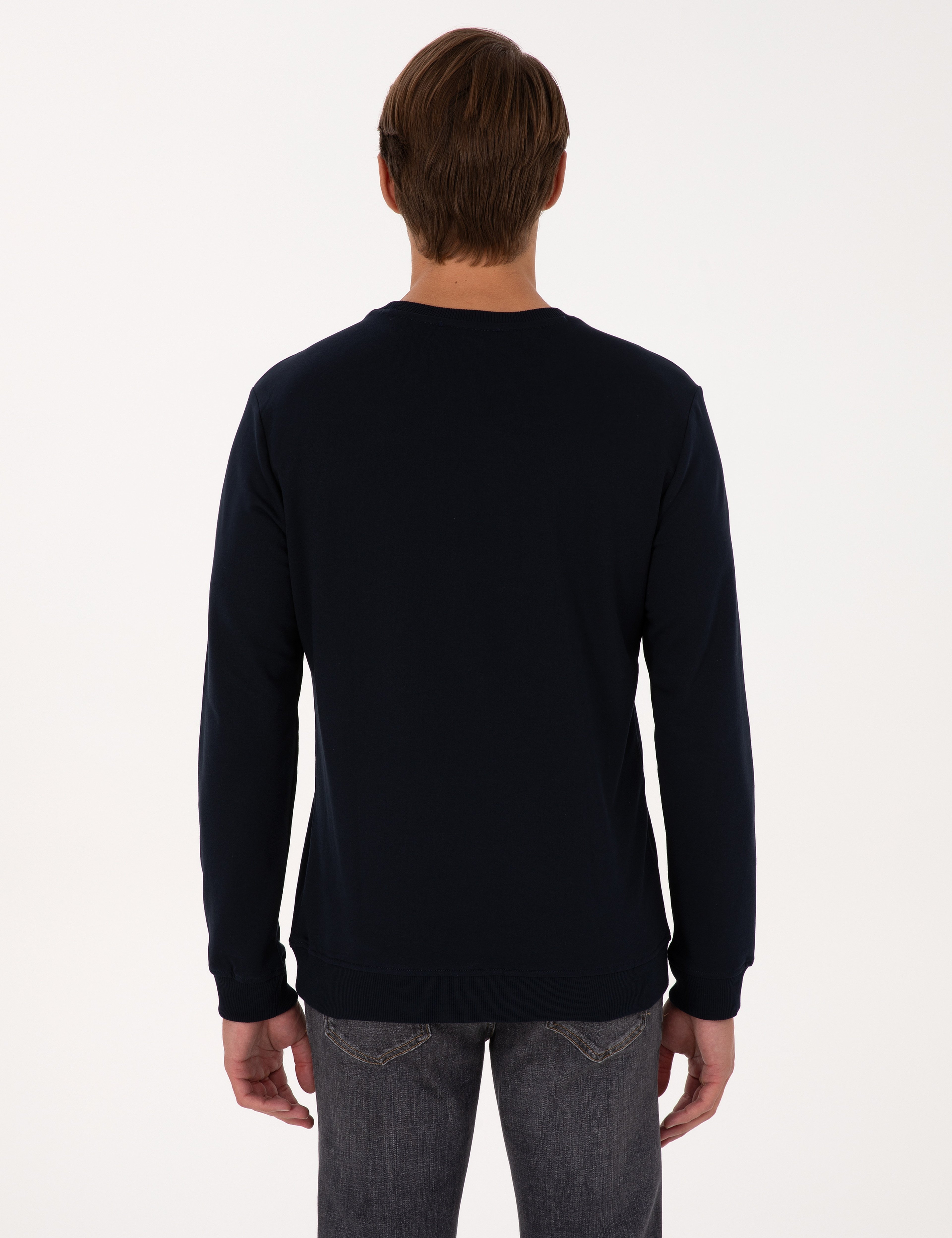 Lacivert Regular Fit Bisiklet Yaka Sweatshirt - Image 5