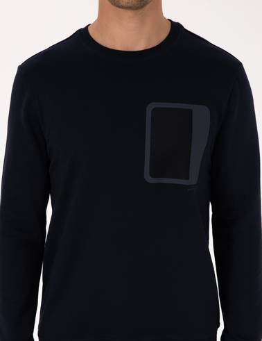 Lacivert Regular Fit Bisiklet Yaka Sweatshirt
