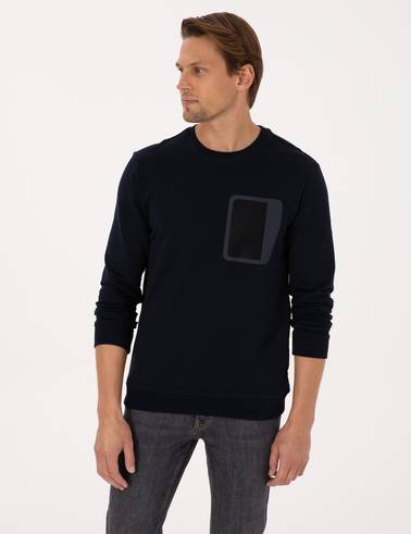 Lacivert Regular Fit Bisiklet Yaka Sweatshirt