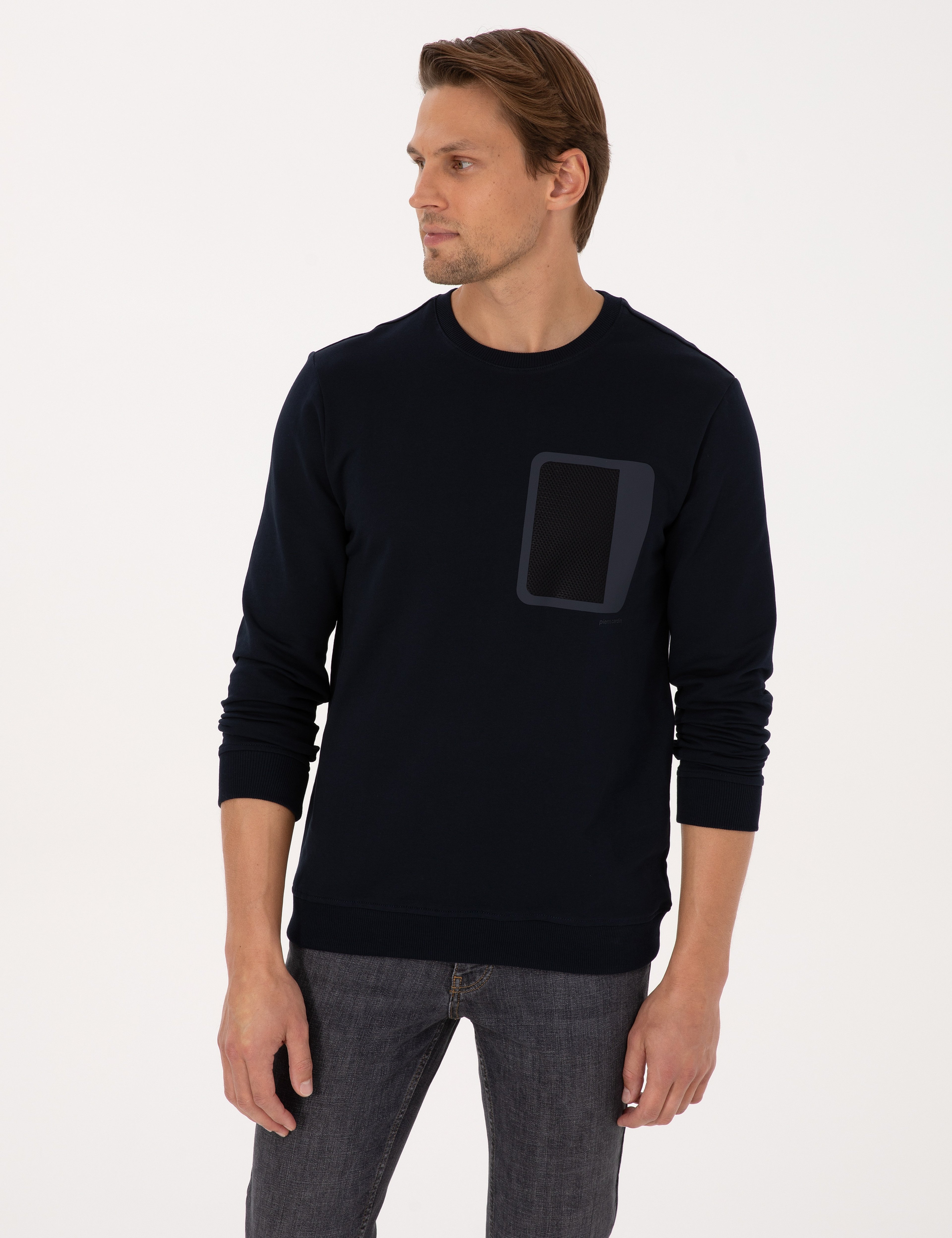Lacivert Regular Fit Bisiklet Yaka Sweatshirt - Image 3