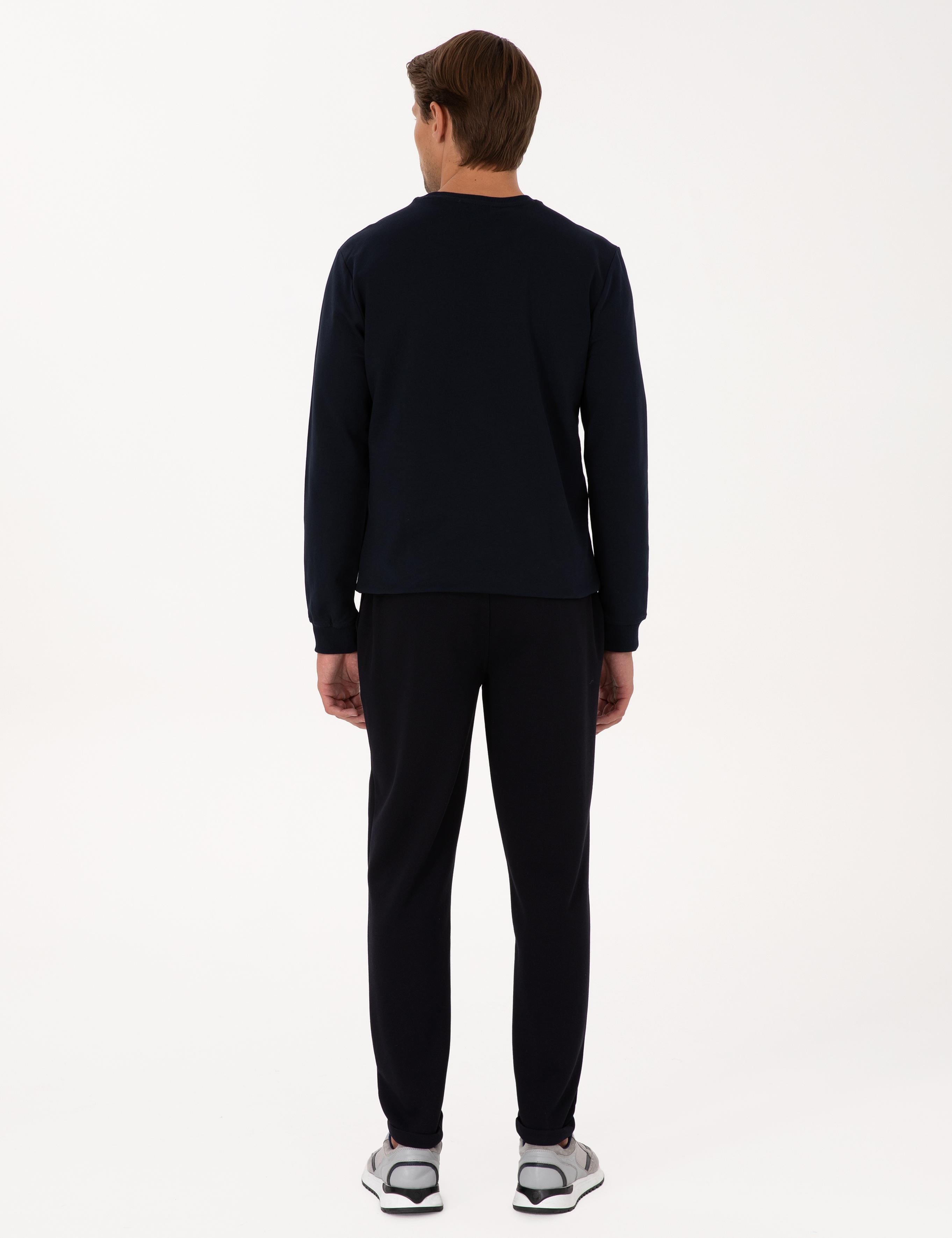 Lacivert Slim Fit Duble Paça Eşofman Altı