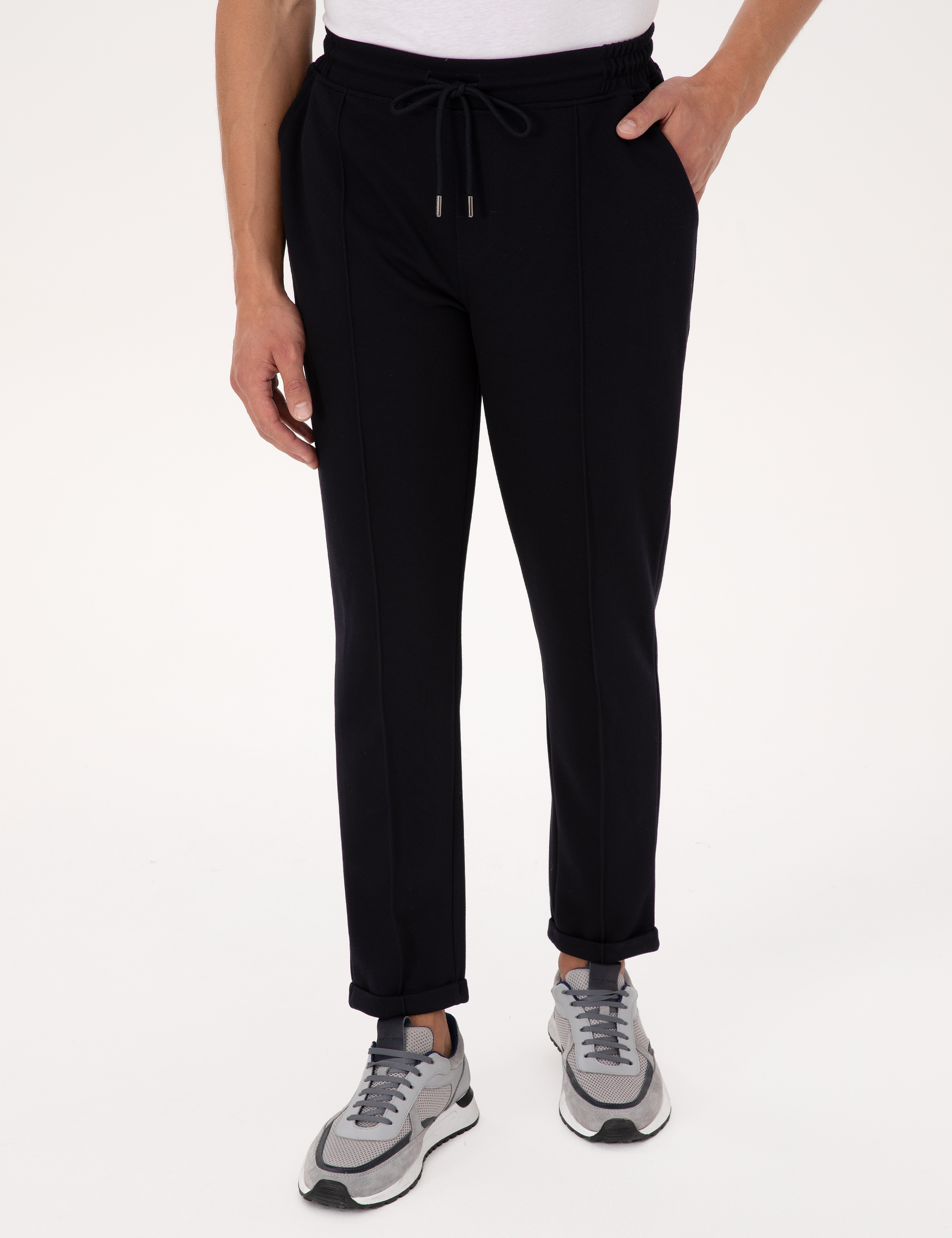 Lacivert Slim Fit Duble Paça Eşofman Altı