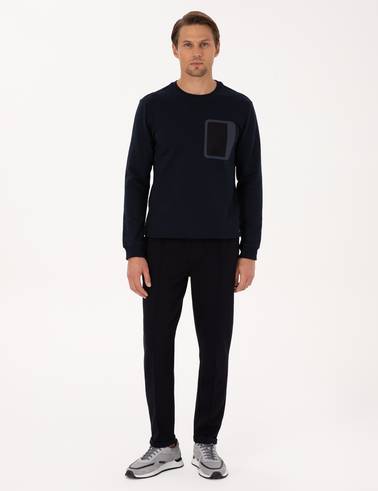 Lacivert Slim Fit Duble Paça Eşofman Altı