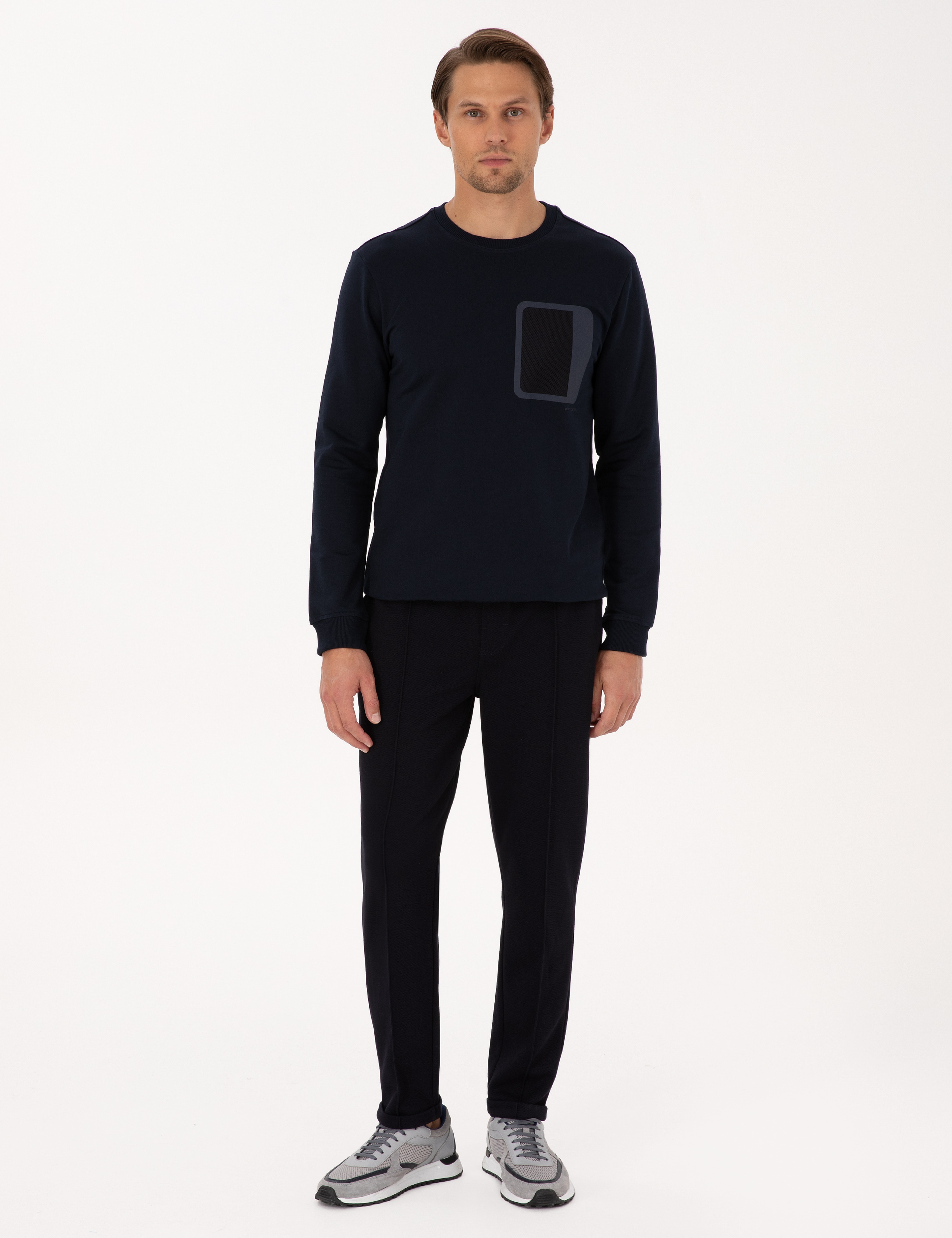 Lacivert Slim Fit Duble Paça Eşofman Altı - Image 1