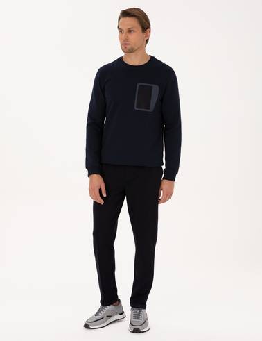 Lacivert Slim Fit Duble Paça Eşofman Altı