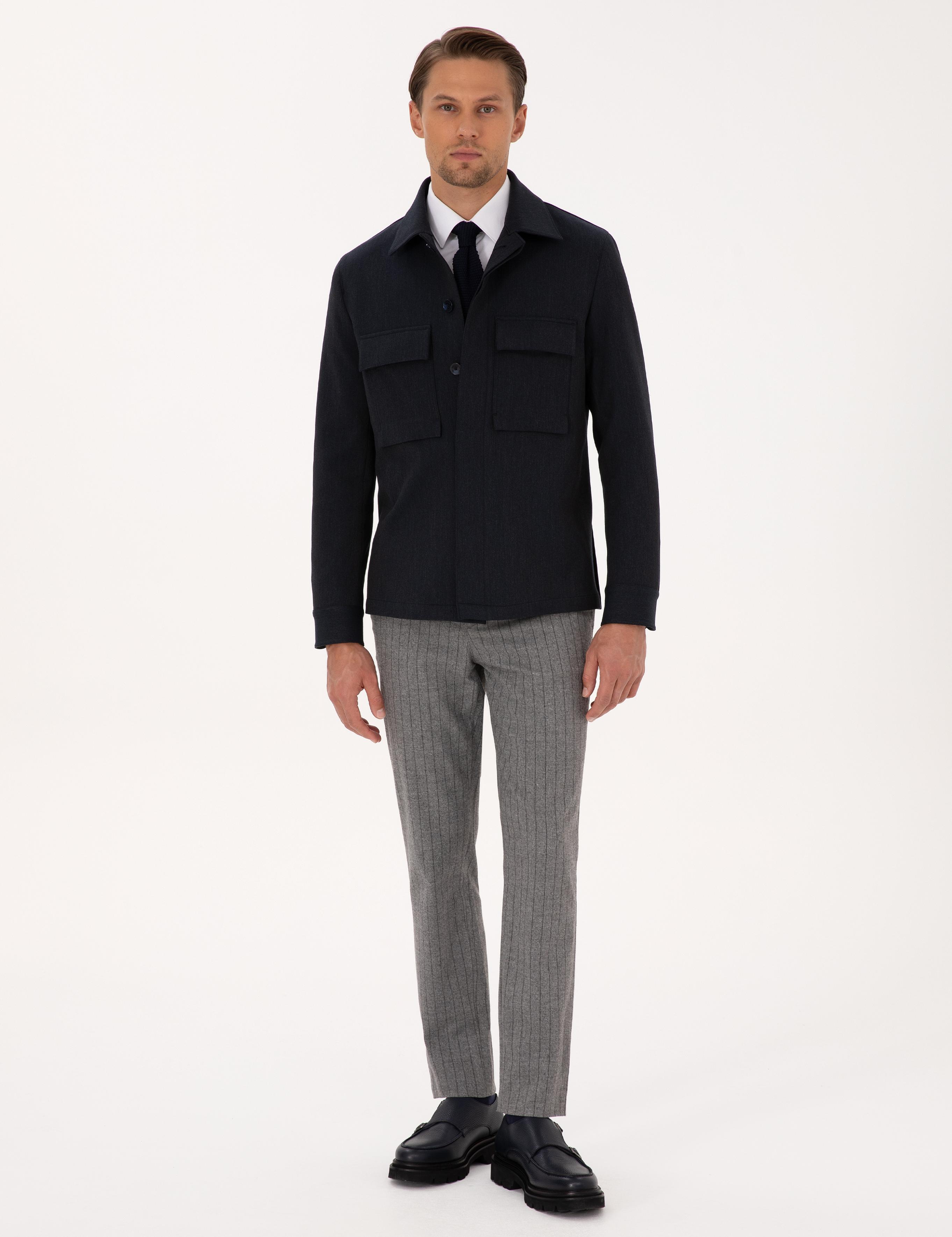 Lacivert Regular Fit Gömlek Ceket